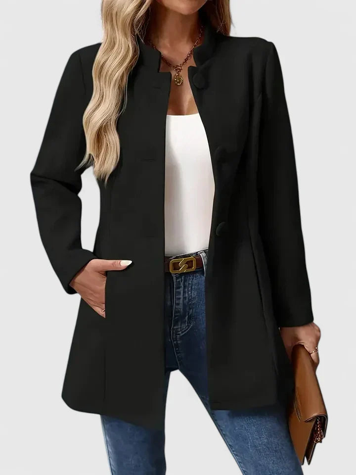 Women's Jacket with Button Front and Pockets | Side Pockets | Size S-XL | Cream, Black, Camel
