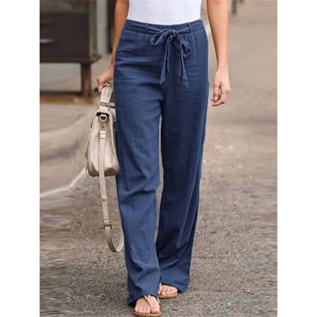 Women's Drawstring Wide Leg Trousers | Adjustable Waist, Relaxed Wide Leg, Easy Everyday Wear | Sizes S-5XL | 7 Colors