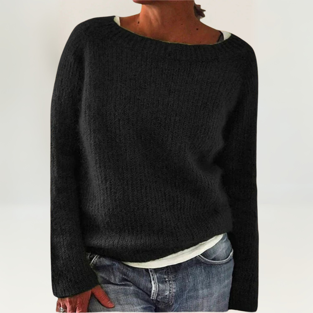 Women's Boat Neck Knit Pullover | Wide Open Neckline, Relaxed Roomy Fit, Long Sleeves | Sizes S-5XL | 7 Colorways
