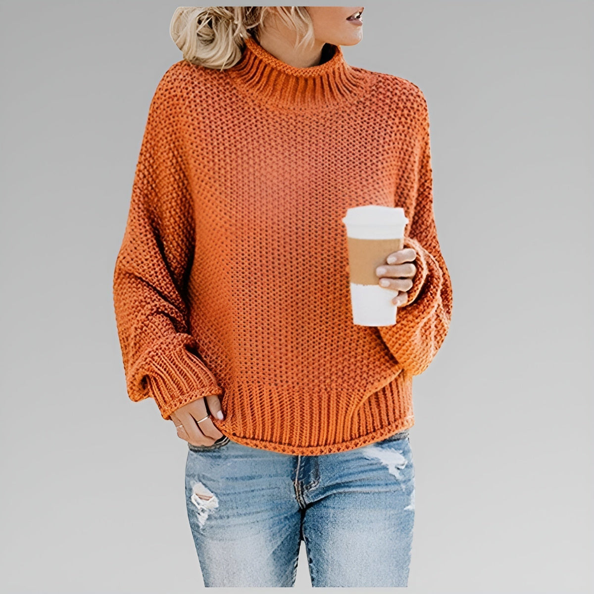 Women's Chunky Knit Turtleneck Sweater | Substantial Warm Knit, Mock Neck, Oversized Fit | Sizes S-5XL | 9 Colors