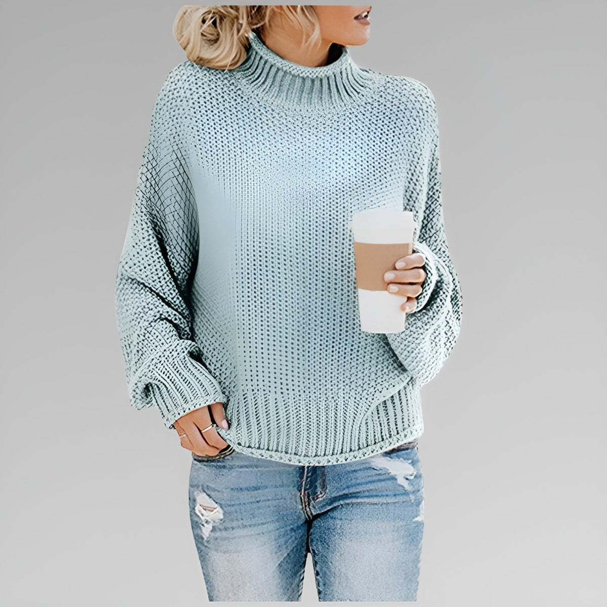 Women's Chunky Knit Turtleneck Sweater | Substantial Warm Knit, Mock Neck, Oversized Fit | Sizes S-5XL | 9 Colors
