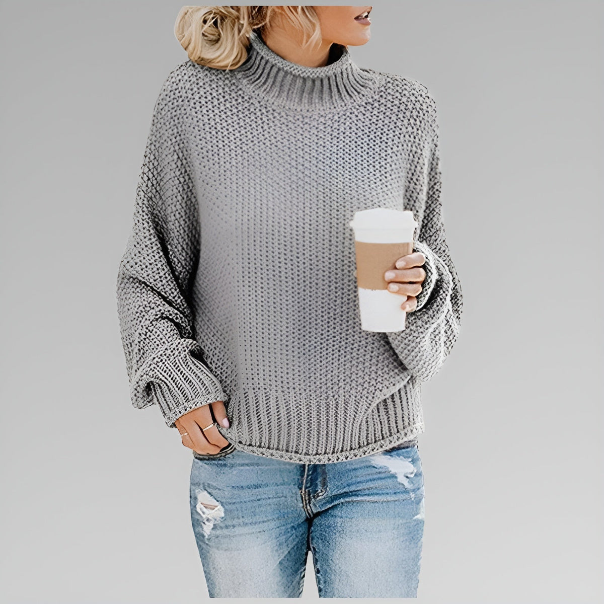 Women's Chunky Knit Turtleneck Sweater | Substantial Warm Knit, Mock Neck, Oversized Fit | Sizes S-5XL | 9 Colors