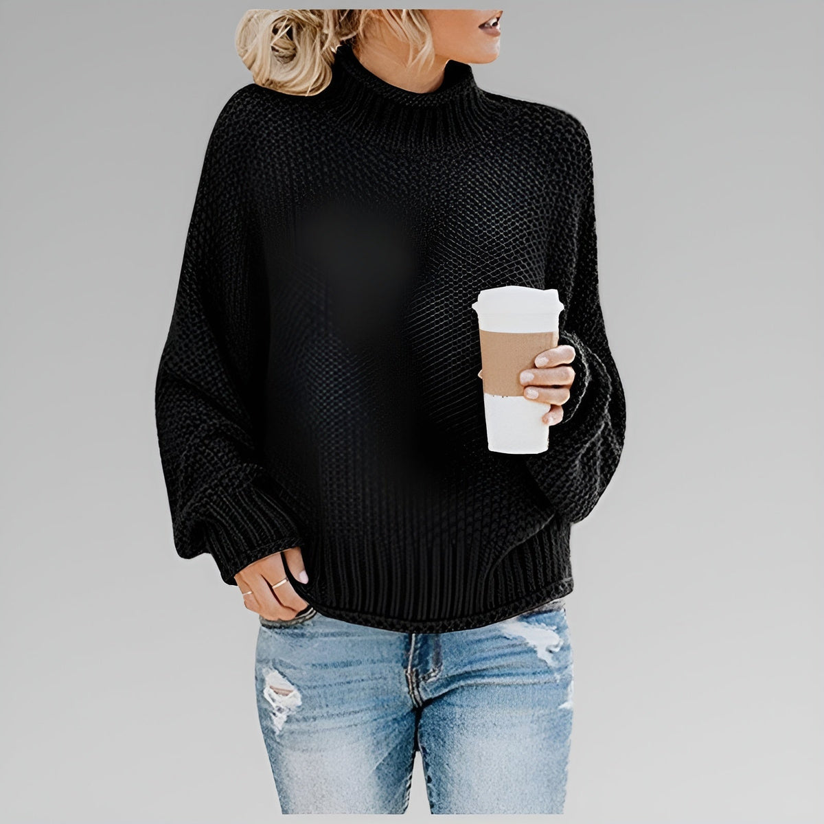 Women's Chunky Knit Turtleneck Sweater | Substantial Warm Knit, Mock Neck, Oversized Fit | Sizes S-5XL | 9 Colors
