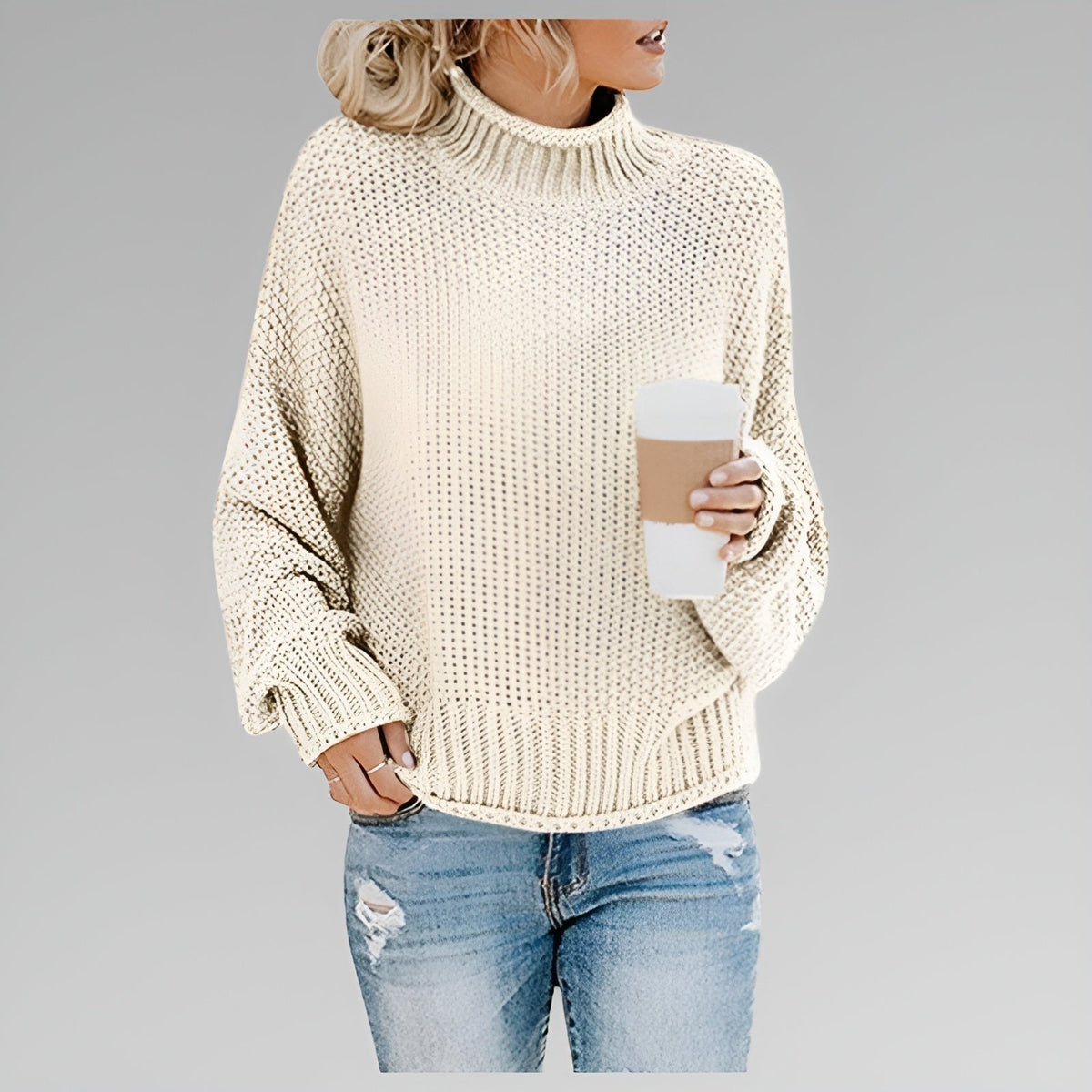 Women's Chunky Knit Turtleneck Sweater | Substantial Warm Knit, Mock Neck, Oversized Fit | Sizes S-5XL | 9 Colors