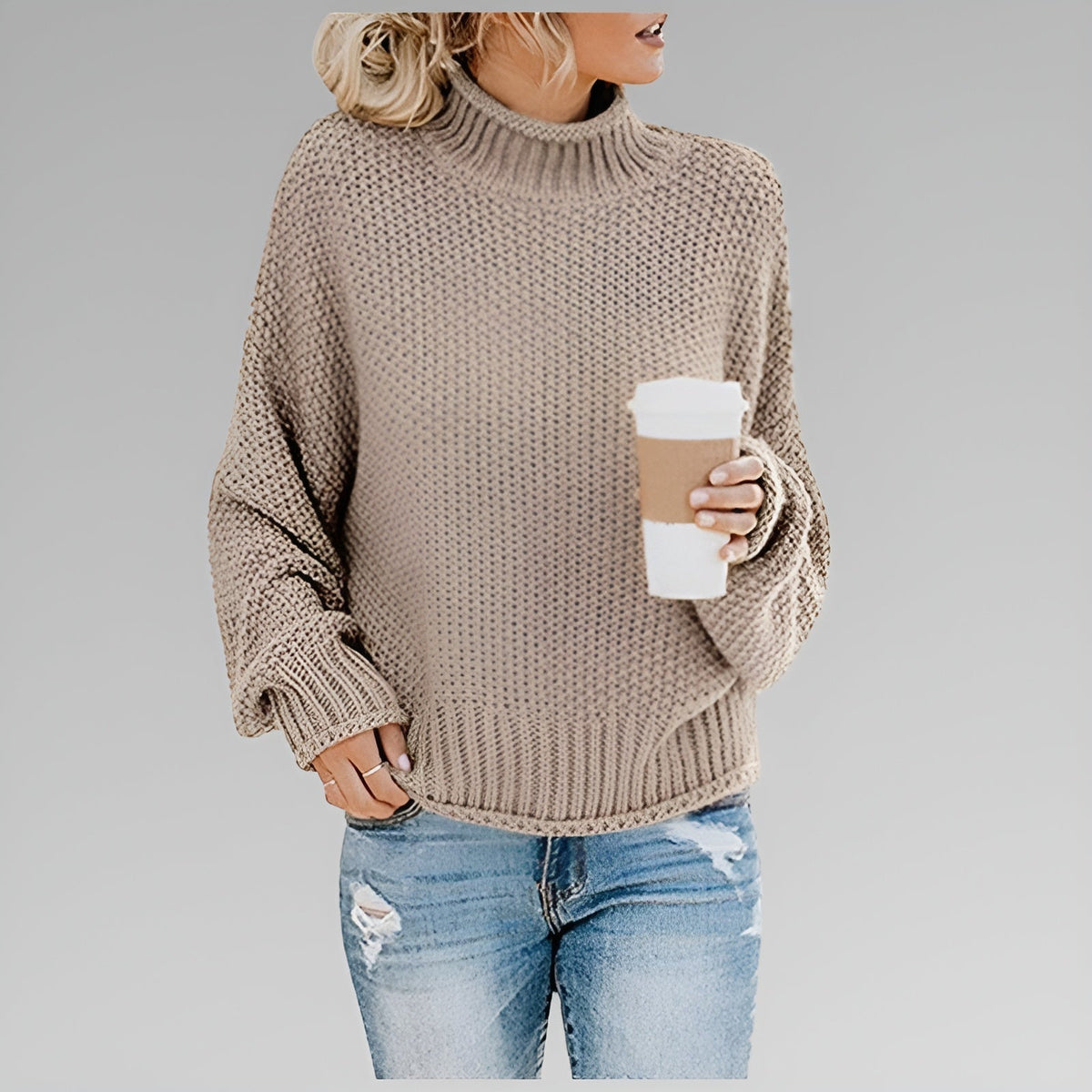Women's Chunky Knit Turtleneck Sweater | Substantial Warm Knit, Mock Neck, Oversized Fit | Sizes S-5XL | 9 Colors