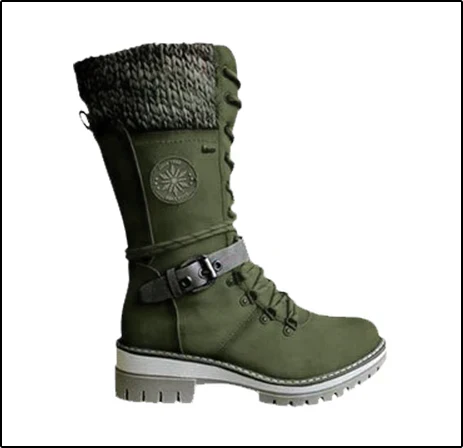Women's Lace-Up Mid-Calf Winter Boots | Chunky Knit Cuff, Side Zip Entry, Lug Grip Sole | US 5.5-12 | 6 Colors