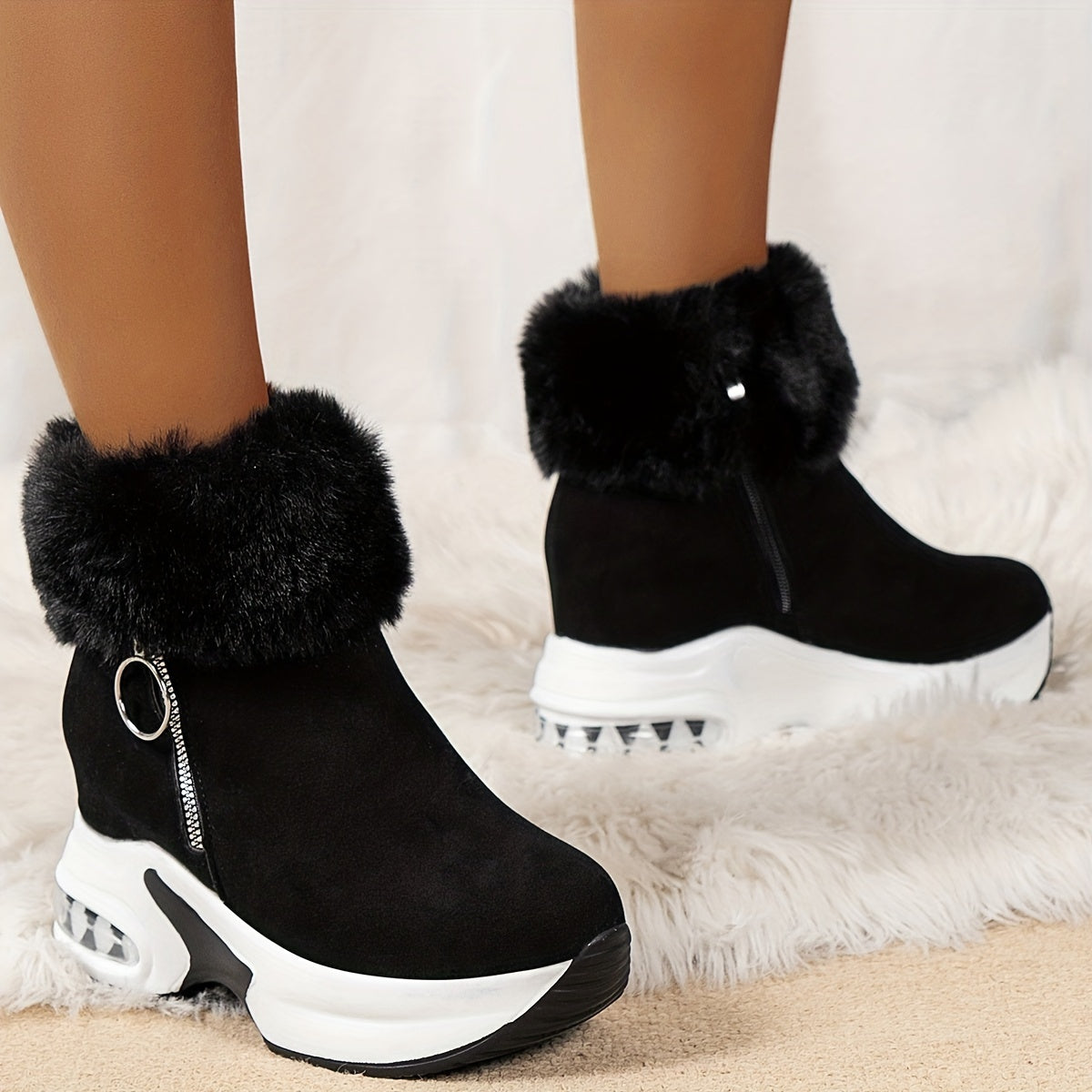 Women's Black Boots for City Walks and Outdoor Trips | Versatile Winter Collection Footwear, Also in Grey | Size 5-12