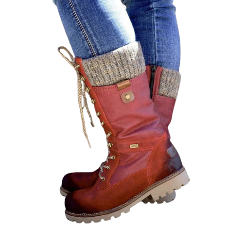 Women's Winter Boots with Lace-Up Front | Mid-Calf Shaft, Knit Cuff and Side Zip | Sizes 5.5-10, 2 Colors