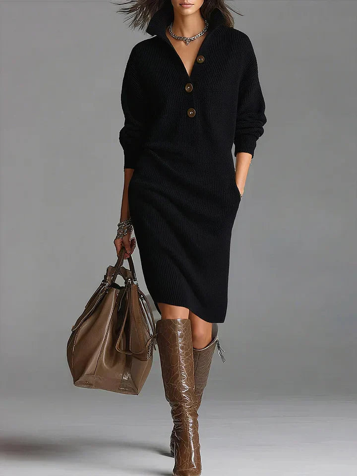 Women's Knit Sweater Dress | Long Sleeve Midi for Fall and Winter | Sizes S to 3XL | 4 Colors Including Khaki and Red
