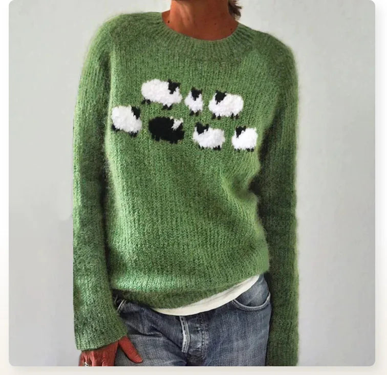 Women's Fair Isle Colorblock Knit Sweater | Patterned Crew Neck Pullover | Sizes S to 5XL | 8 Colorways to Choose From