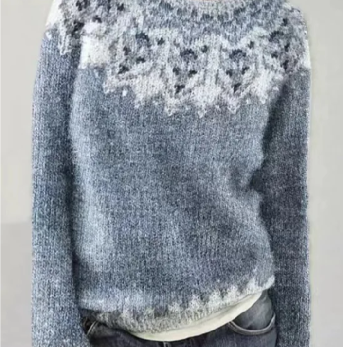 Women's Fair Isle Colorblock Knit Sweater | Patterned Crew Neck Pullover | Sizes S to 5XL | 8 Colorways to Choose From