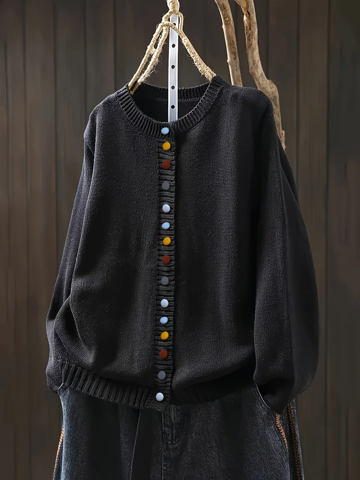 Women's Cardigan with Decorative Buttons | Relaxed Fit Layer to Wear Over Dresses and Tops | One Size, 9 Colors