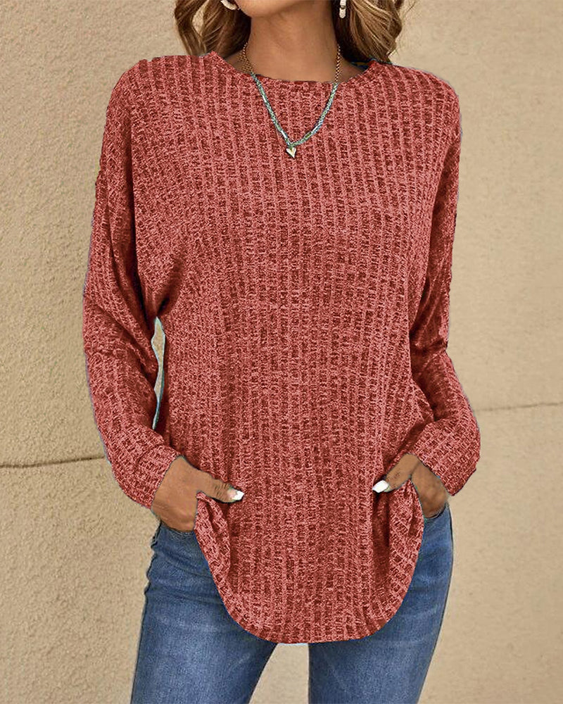 Women's Crew Neck Sweater in Soft Cotton Blend | Solid Color Long Sleeve Jumper, Regular Fit | Size S-3XL