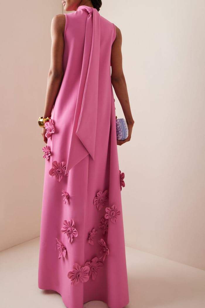 Sleeveless Maxi Dress with Floral Embellishments