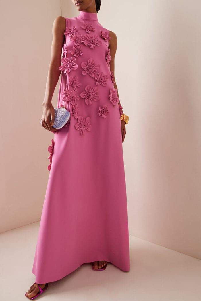Sleeveless Maxi Dress with Floral Embellishments