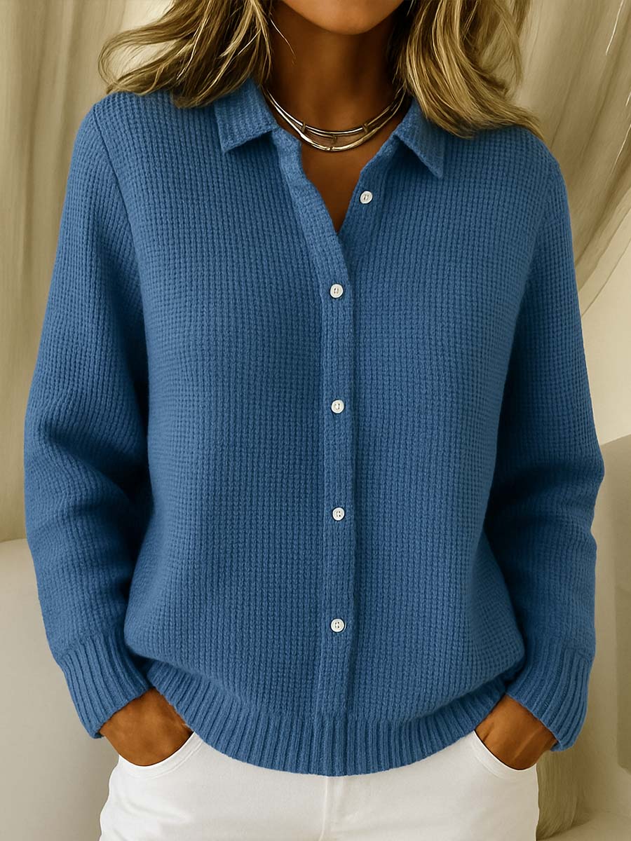 Women's Button Down Cardigan Sweater with Collar | Cotton Blend Knit, Lightly Tailored Fit | Size S-3XL