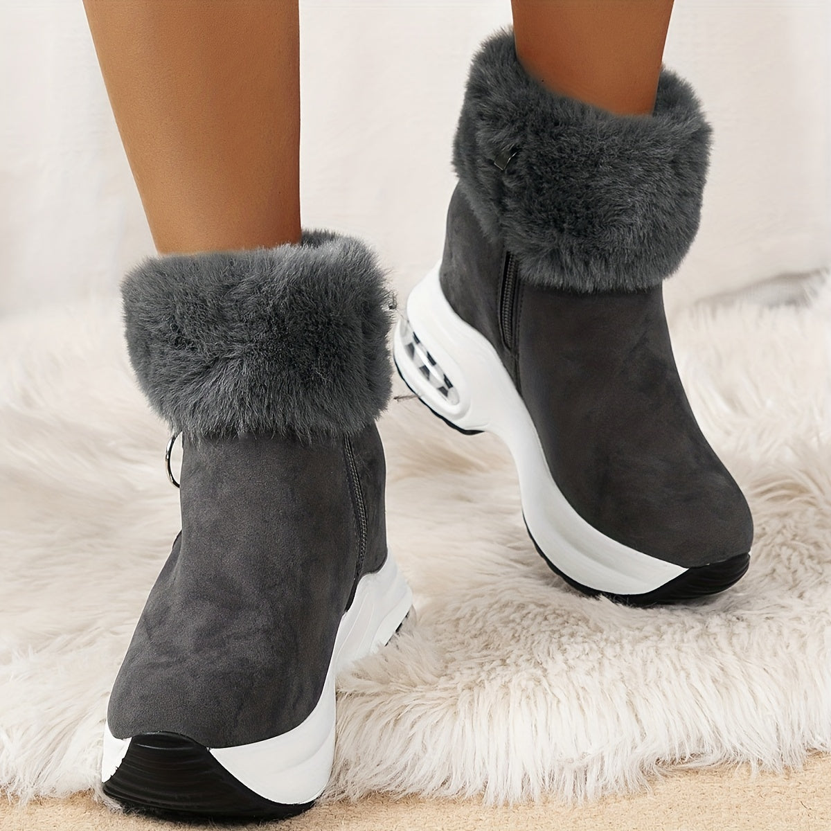 Women's Black Boots for City Walks and Outdoor Trips | Versatile Winter Collection Footwear, Also in Grey | Size 5-12