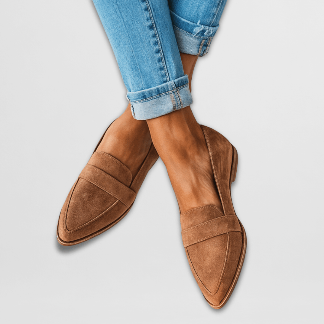 Women's Pointed Toe Loafers | Slip-On Flat Shoes with Penny Strap | US 5.5 to 12 | 4 Colors Including Khaki and Brown