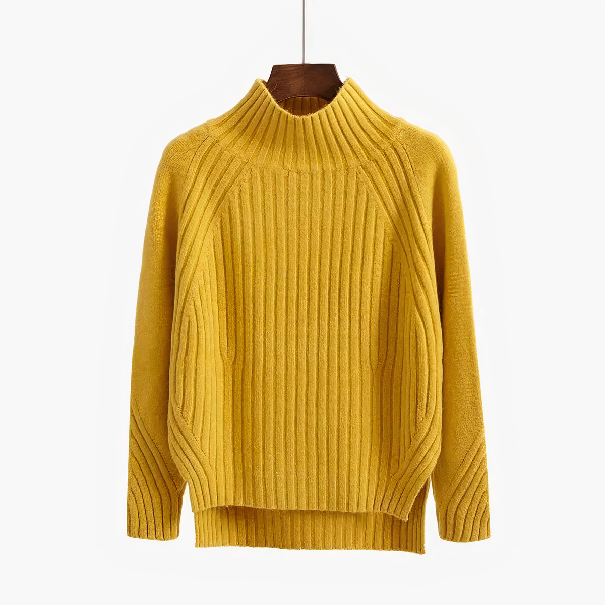 Women's Ribbed Knit Mock Neck Sweater | Vertical Rib Pullover, Long Sleeve | Sizes XS to 3XL | 5 Colors Including Beige