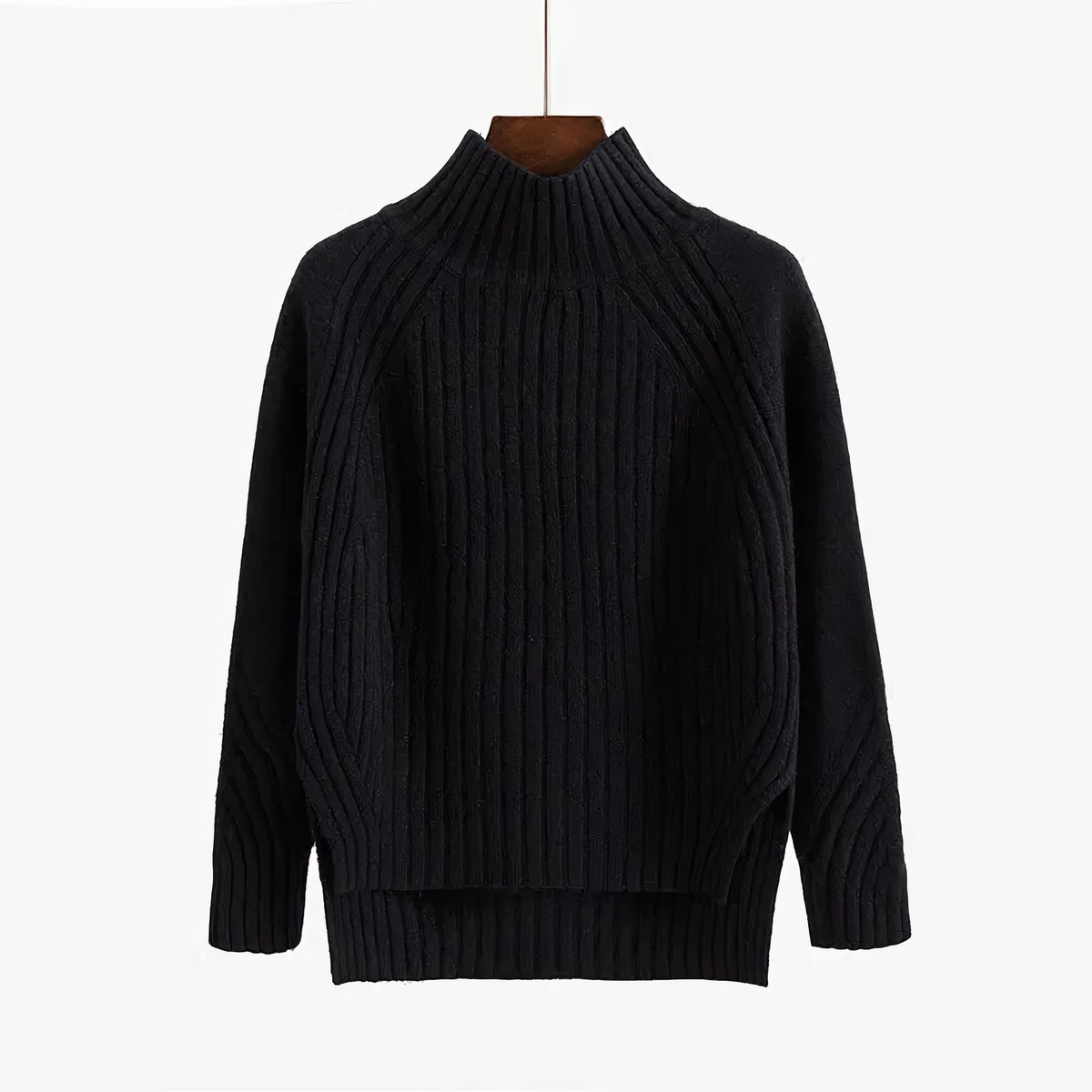 Women's Ribbed Knit Mock Neck Sweater | Vertical Rib Pullover, Long Sleeve | Sizes XS to 3XL | 5 Colors Including Beige