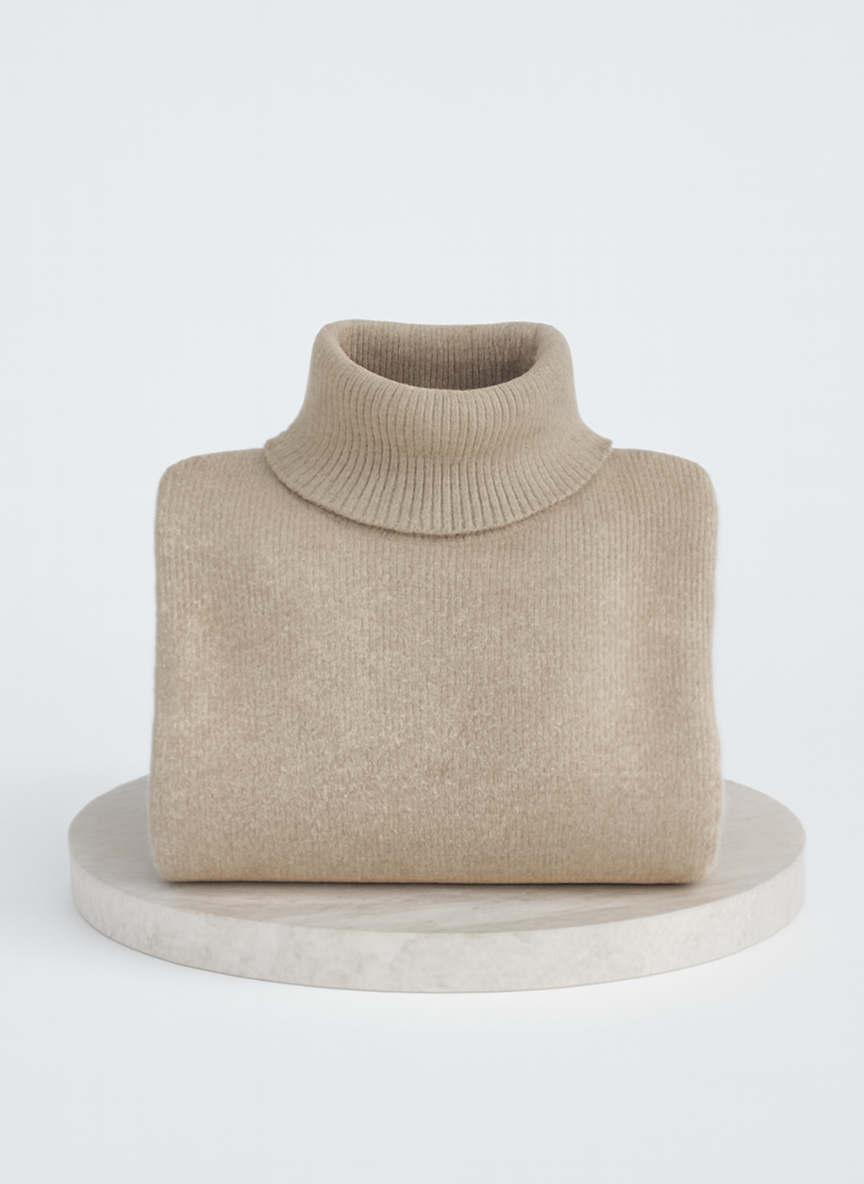Women's Oversized Turtleneck Sweater | Asymmetric Hem, Ribbed Cuffs and Roll Neck for Fall | Size XS-3XL, 5 Colors