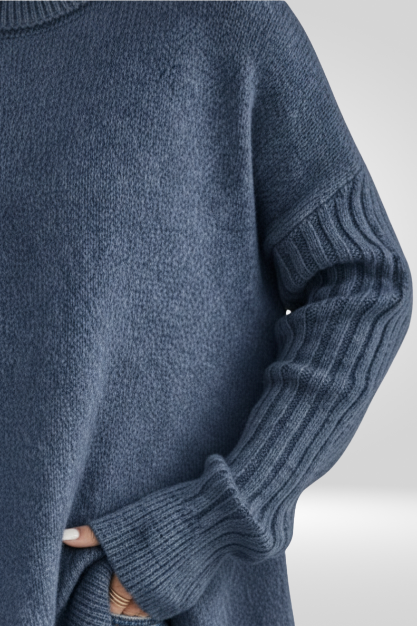 Women's Oversized Turtleneck Sweater | Asymmetric Hem, Ribbed Cuffs and Roll Neck for Fall | Size XS-3XL, 5 Colors