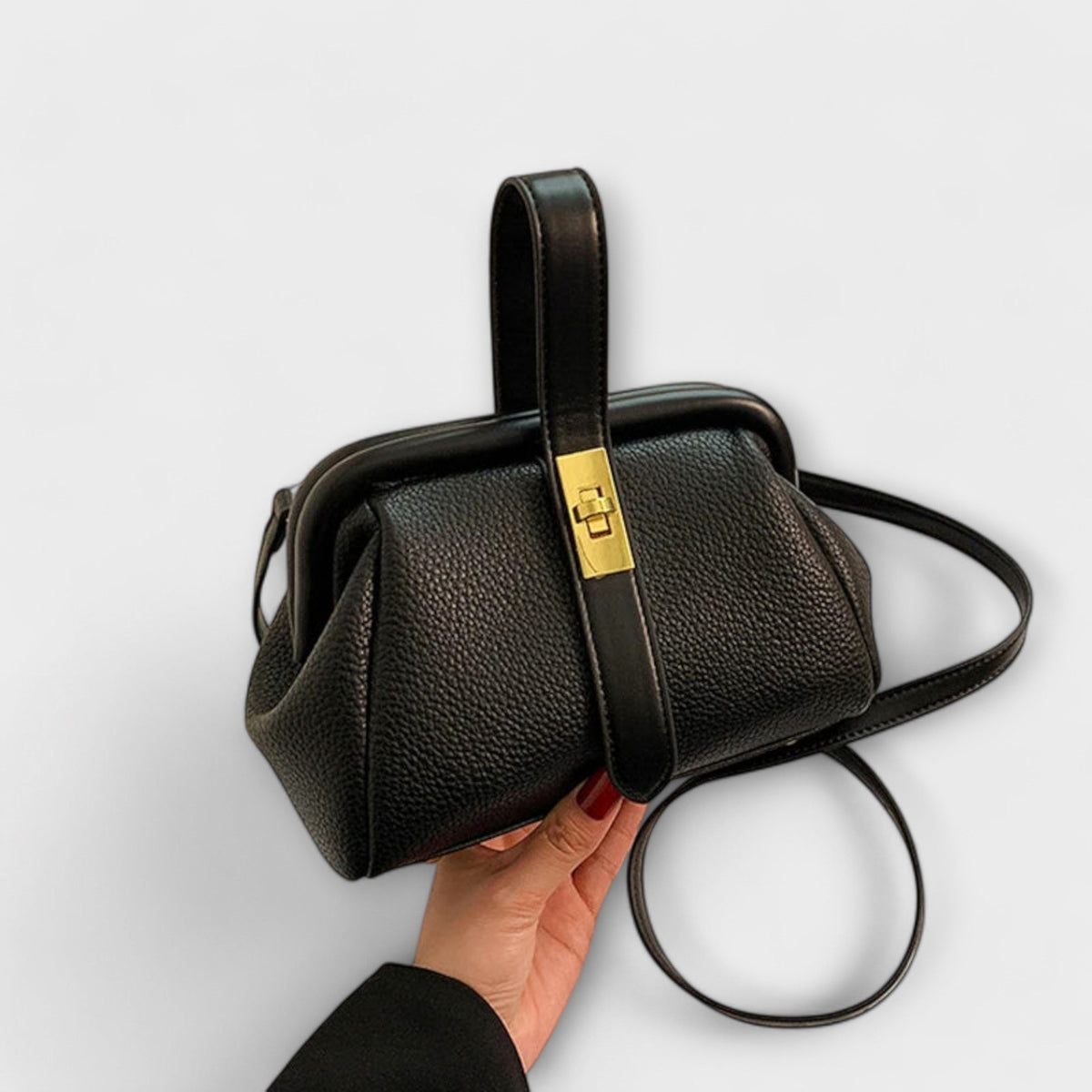 Women's Mini Top Handle Crossbody Bag | Gold-Tone Turn Lock, Adjustable Strap, Structured Shape | 4 Colors
