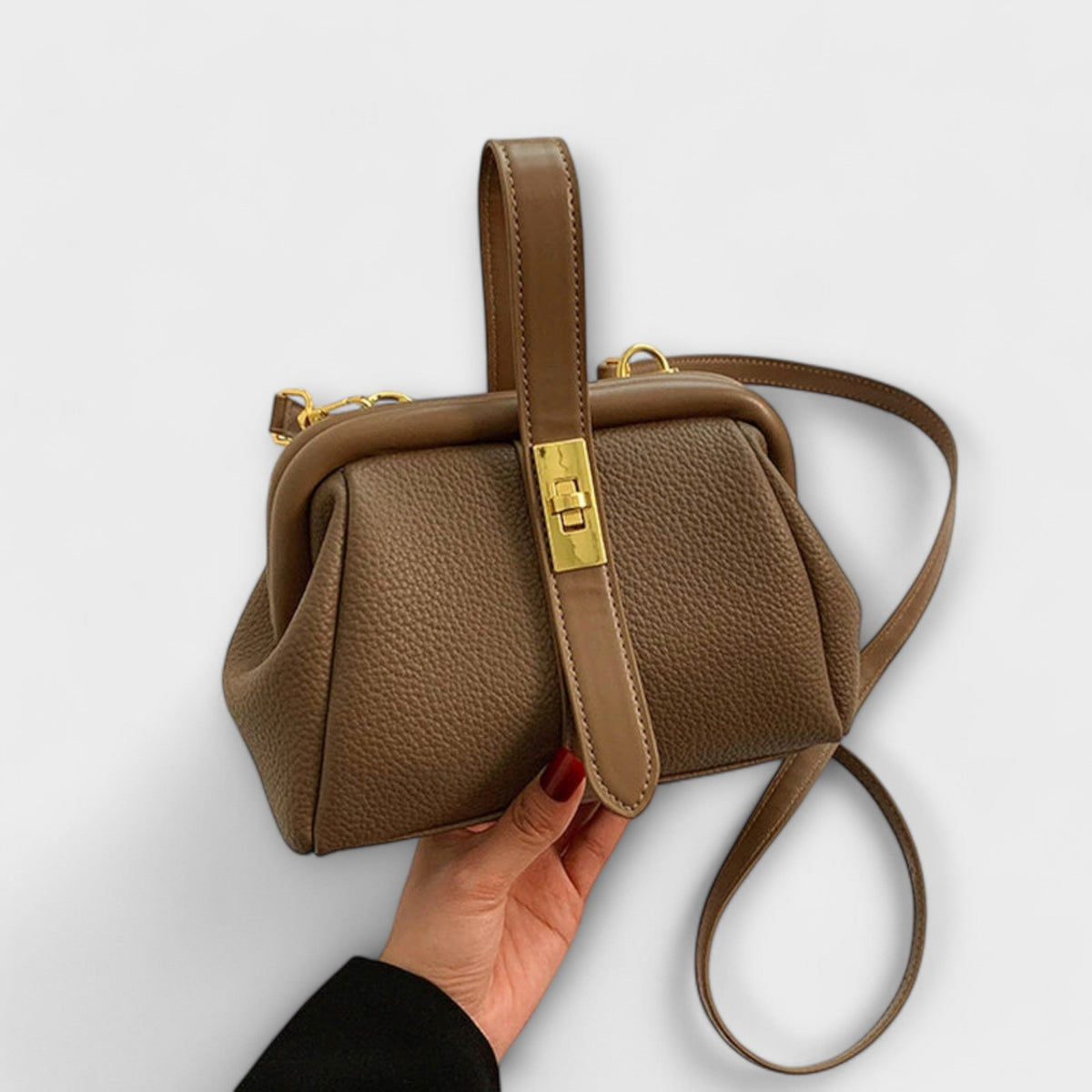 Women's Mini Top Handle Crossbody Bag | Gold-Tone Turn Lock, Adjustable Strap, Structured Shape | 4 Colors