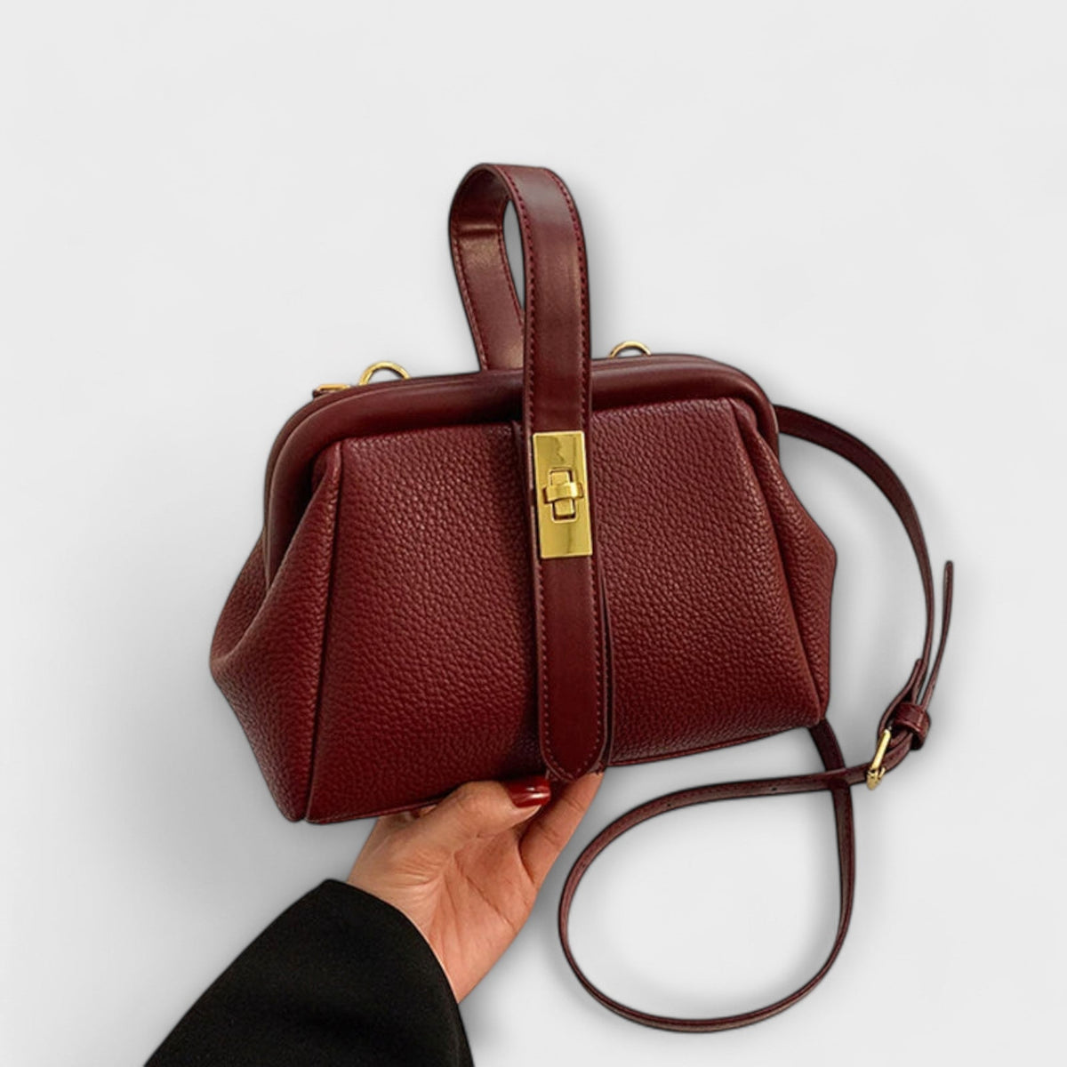 Women's Mini Top Handle Crossbody Bag | Gold-Tone Turn Lock, Adjustable Strap, Structured Shape | 4 Colors