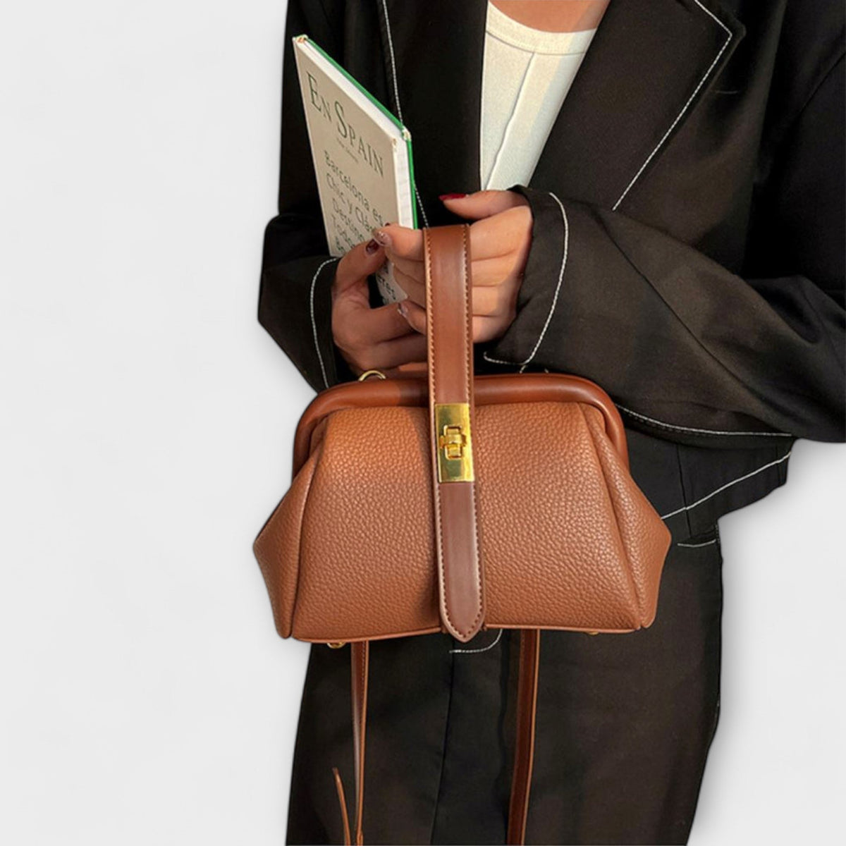 Women's Mini Top Handle Crossbody Bag | Gold-Tone Turn Lock, Adjustable Strap, Structured Shape | 4 Colors