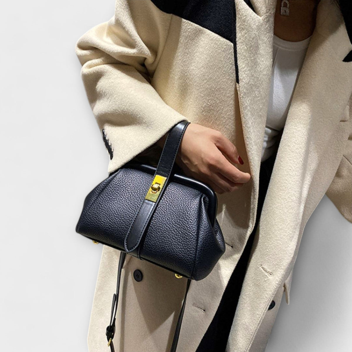 Women's Mini Top Handle Crossbody Bag | Gold-Tone Turn Lock, Adjustable Strap, Structured Shape | 4 Colors