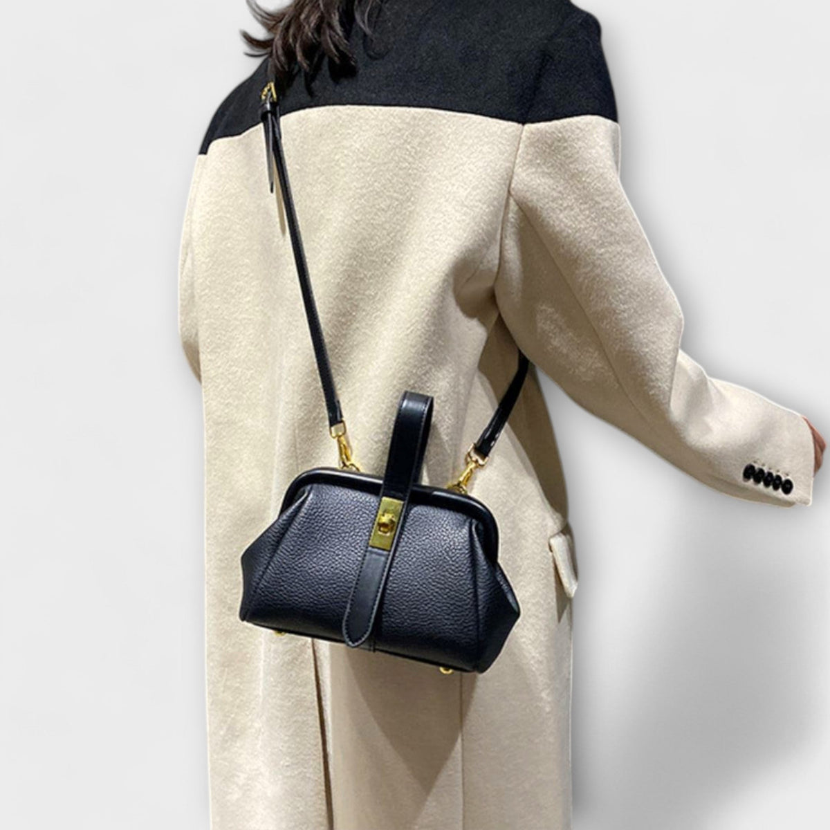 Women's Mini Top Handle Crossbody Bag | Gold-Tone Turn Lock, Adjustable Strap, Structured Shape | 4 Colors