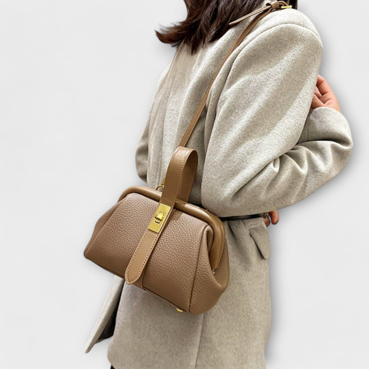Women's Mini Top Handle Crossbody Bag | Gold-Tone Turn Lock, Adjustable Strap, Structured Shape | 4 Colors