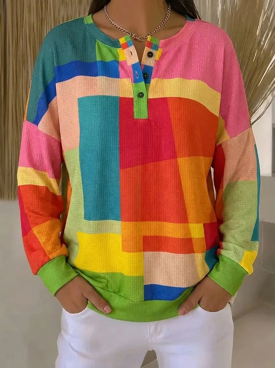 Women's Hoodie with Crew Neck and Button Front | Stretch, Embroidery | Size S-5XL | Multicolour