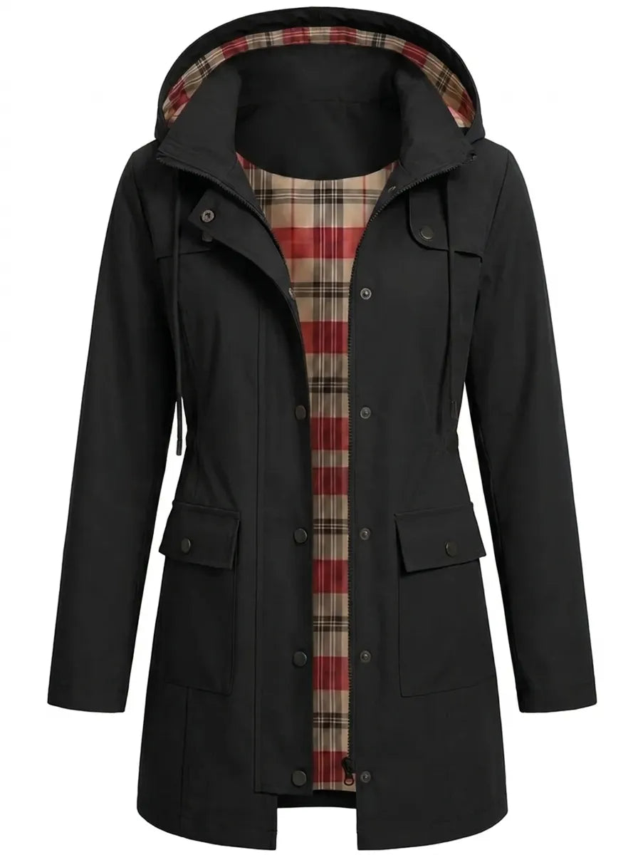 Women's Hooded Parka Jacket with Adjustable Belt | Waterproof, Windproof and Lined with Button Front | Size S-3XL