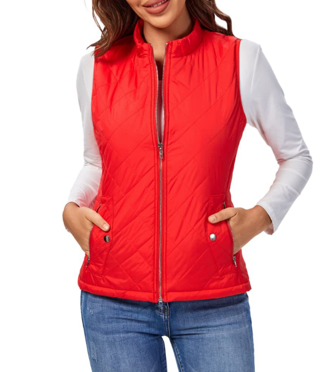 Women's Lightweight Lined Vest with Front Zip Closure | Sleeveless Winter Layer for Cool Fall and Spring Days | Size S-2XL