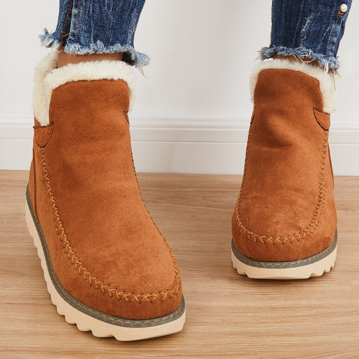 Women's Waterproof Snow Boots with Warm Padded Lining | Mid Calf Shaft, Cushioned Footbed | Size 5.5-12.5