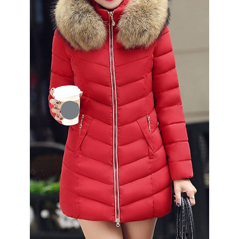 Women's Puffer Jacket with Quilted Panels and Hood | Zip Closure, Pockets, Side Pockets | For Winter | Size M-3XL