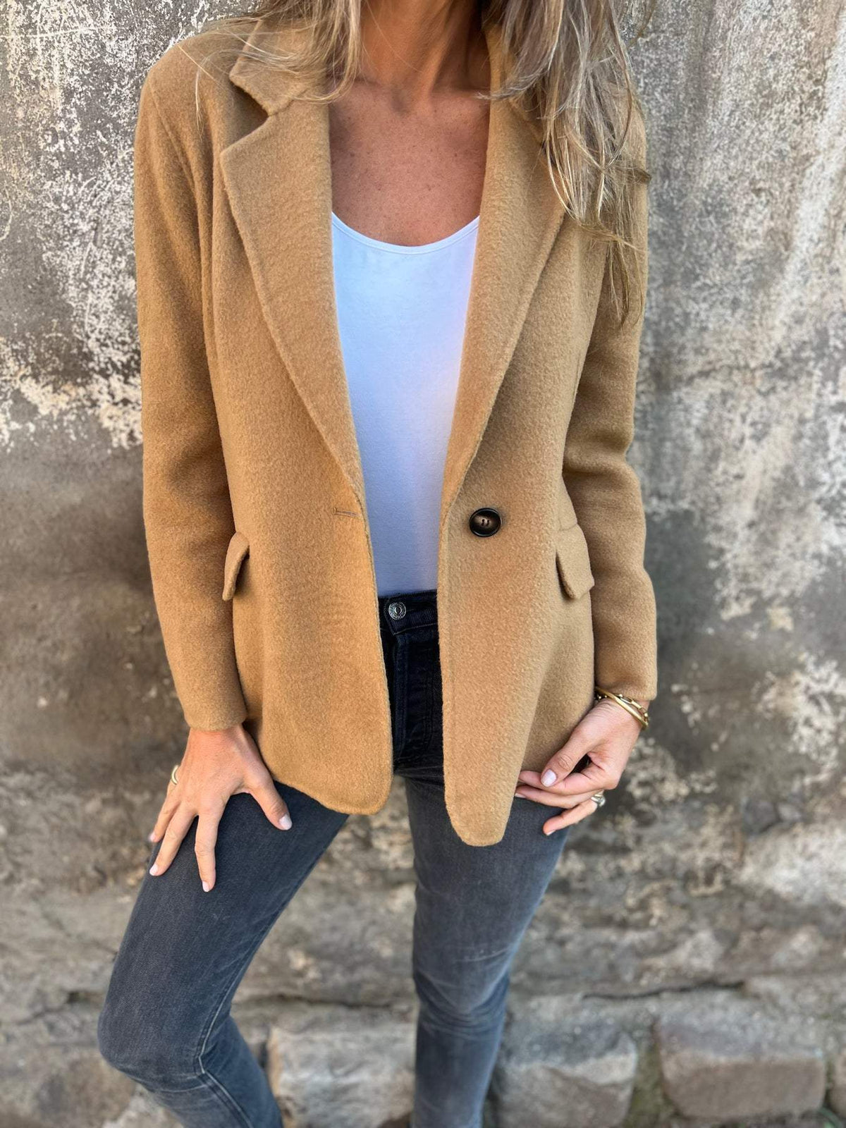 Women's Classic Blazer Jacket with Lapels and Button Closure | Polyester Blend, Regular Fit, Office to Evening | Size S-5XL