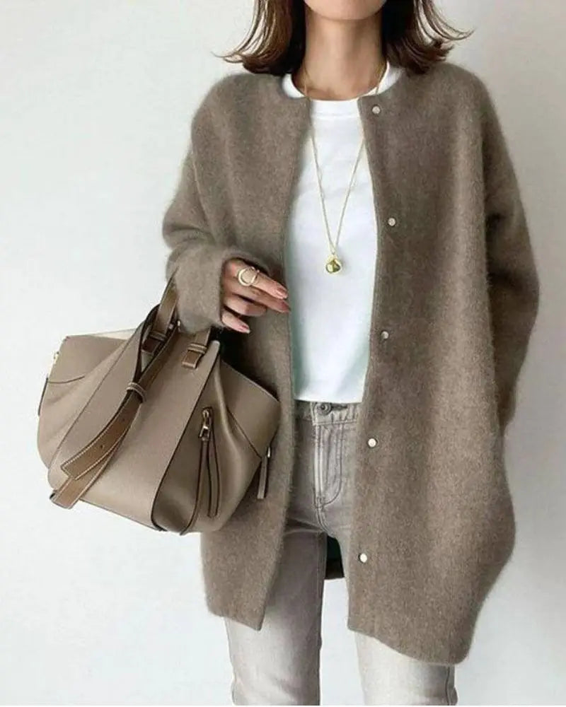 Women's Wool Blend Cardigan Sweater with Deep Pockets | Lightweight Relaxed Fit Layering Piece | Size S-2XL