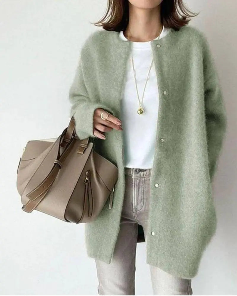 Women's Wool Blend Cardigan Sweater with Deep Pockets | Lightweight Relaxed Fit Layering Piece | Size S-2XL