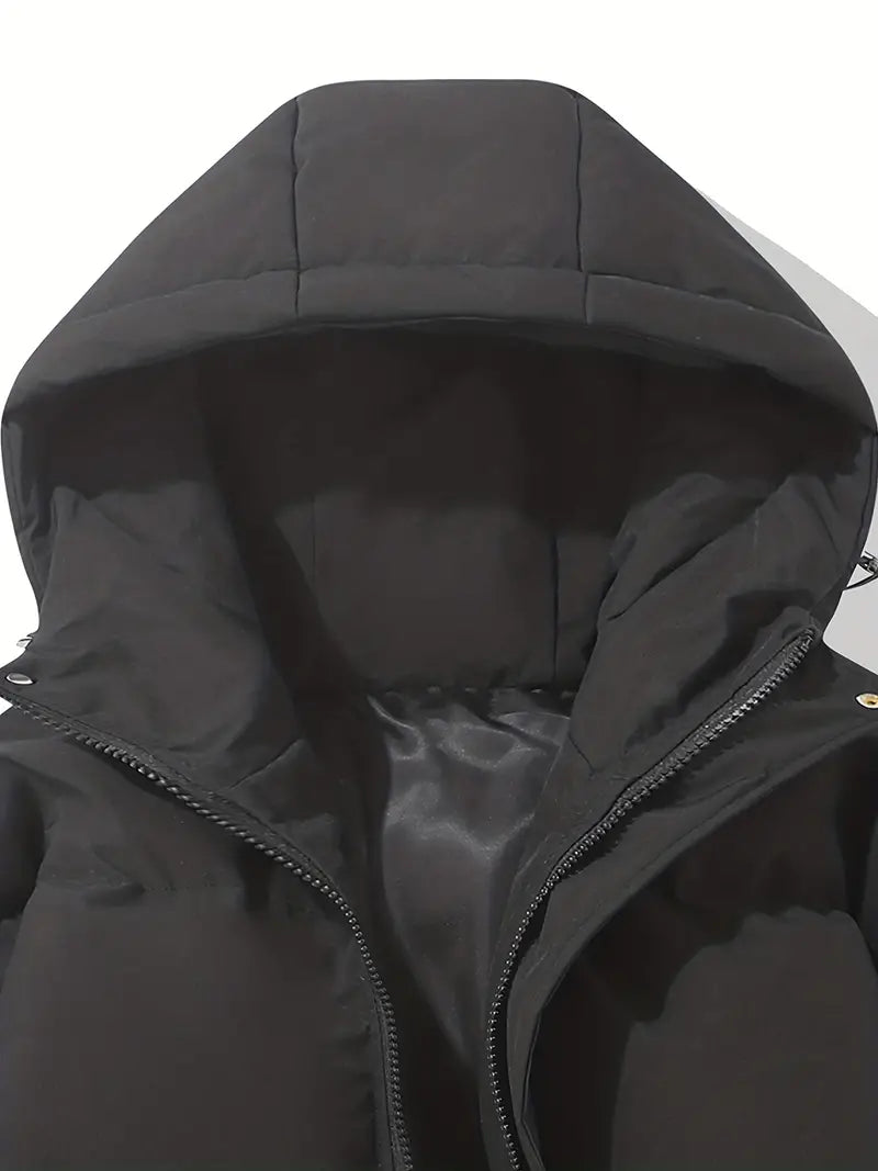 Women's Puffer Jacket with Quilted Panels and Hood | Zip Closure, Pockets, Side Pockets | For Winter | Size S-2XL