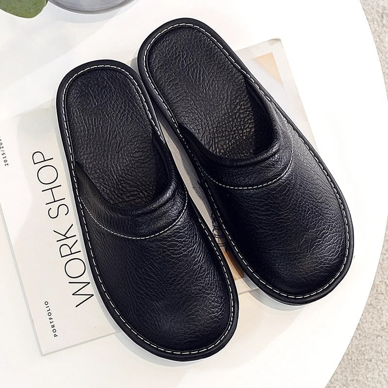 Women's Mule Slippers in Vegan Leather | Closed Toe House Shoes with an Open Back | Sizes 5.5 to 12.5, 6 Colors