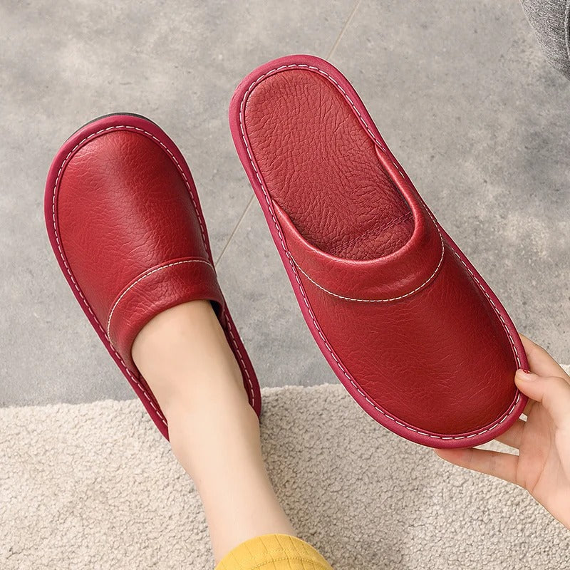 Women's Mule Slippers in Vegan Leather | Closed Toe House Shoes with an Open Back | Sizes 5.5 to 12.5, 6 Colors