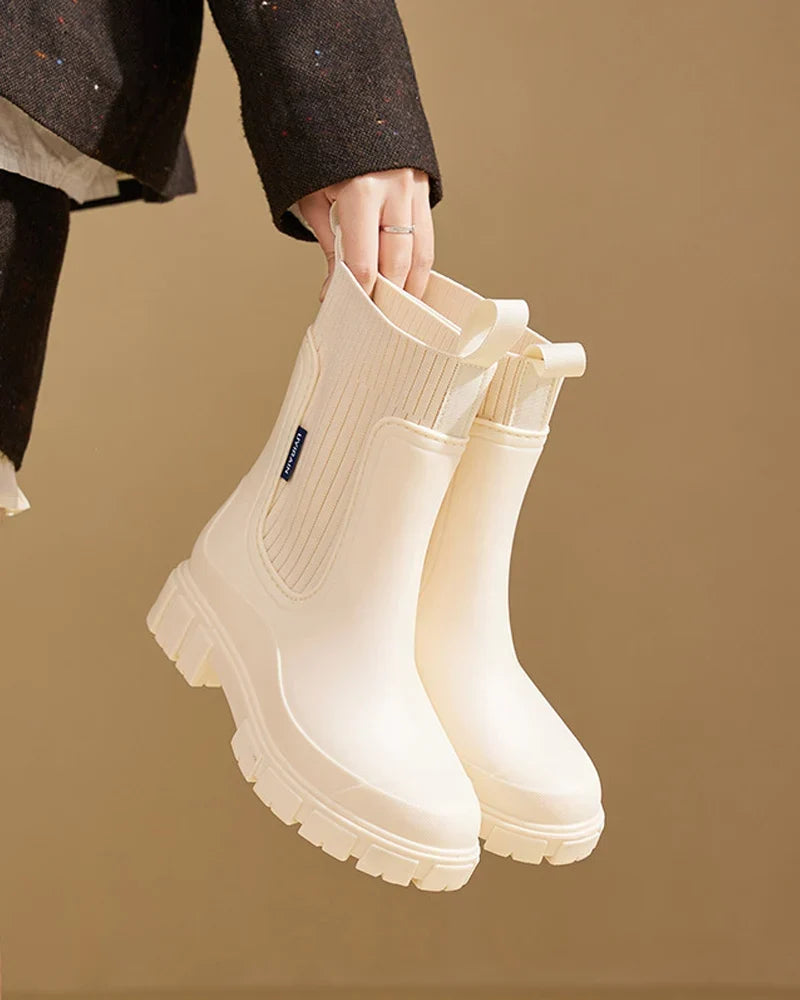 Women's Chunky Block Heel Chelsea Boots with Lug Sole | Pull-On Style with Cushioned Footbed | Size 4-12