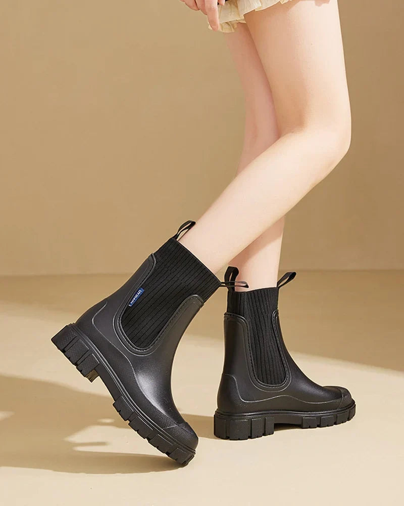 Women's Chunky Block Heel Chelsea Boots with Lug Sole | Pull-On Style with Cushioned Footbed | Size 4-12