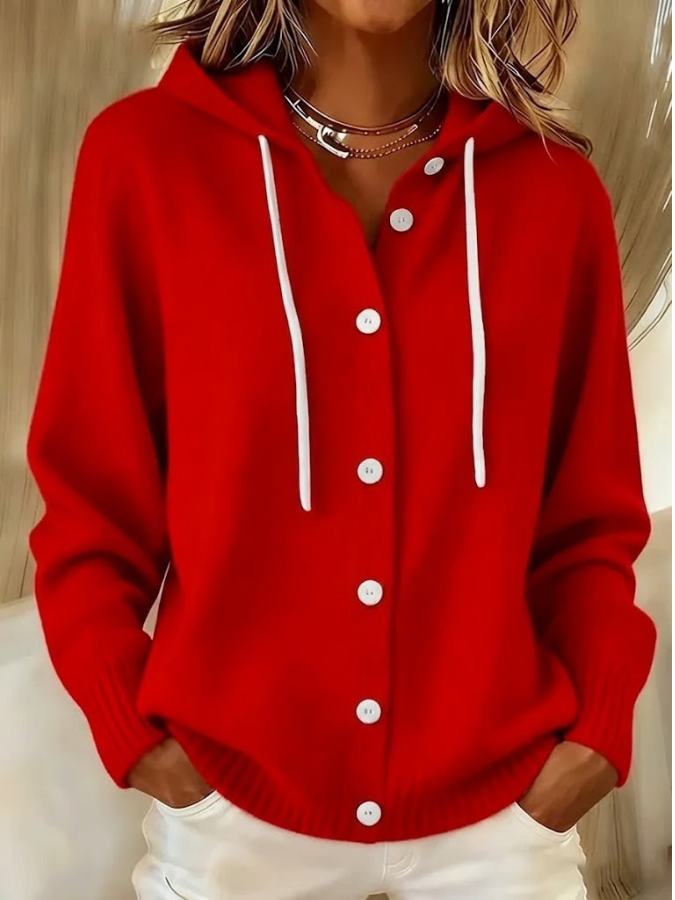 Women's Hooded Cardigan Sweater with Ribbed Knit and Button Front | Oversized Longline Layer | Size S-5XL