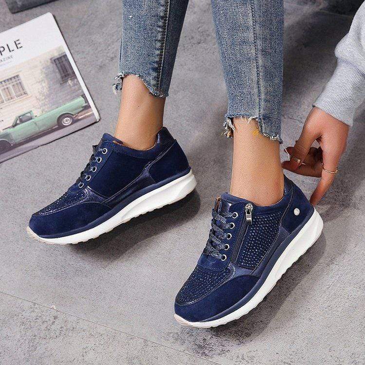 Women's Platform Sneakers with a Lace Up Closure | White Contrast Sole and Extra Height for City Days | Size 5.5-9.5, 4 Colors