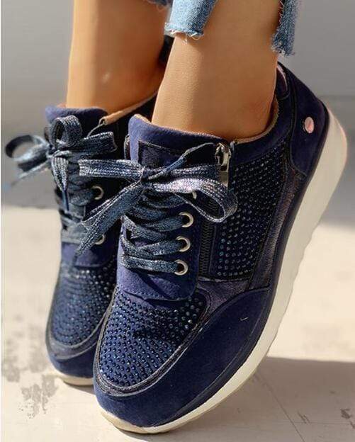 Women's Platform Sneakers with a Lace Up Closure | White Contrast Sole and Extra Height for City Days | Size 5.5-9.5, 4 Colors