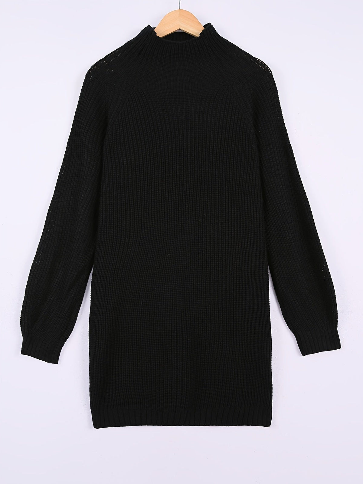 Women's Oversized Knit Sweater Dress with Mock Neck | Chunky Rib Texture, Long Sleeves, Split Hem | 4 Colors